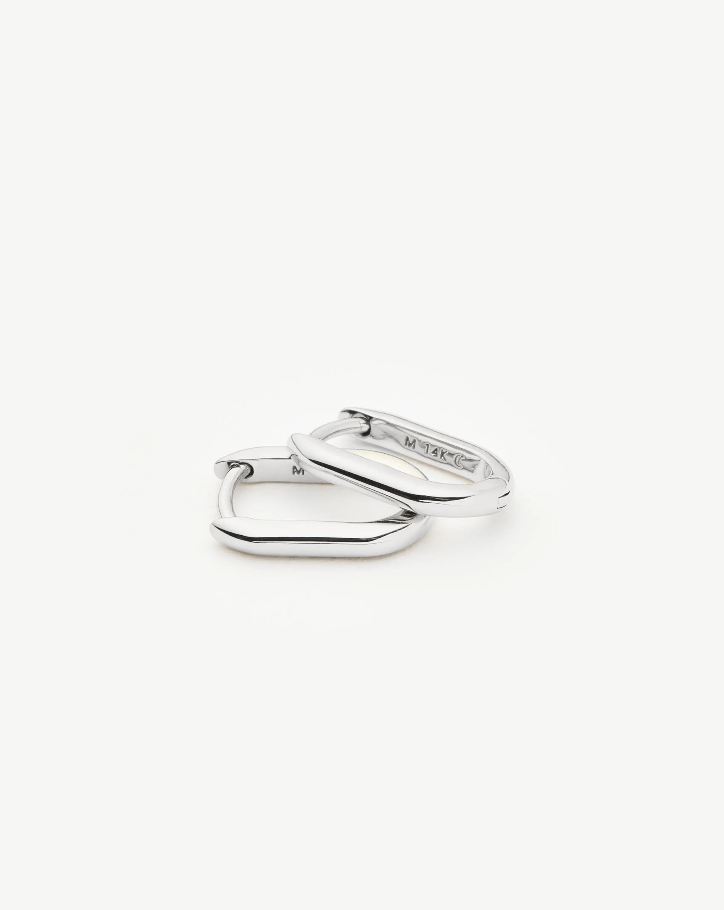 Fine Ovate Mini Hoop Earrings | 14ct Solid White Gold