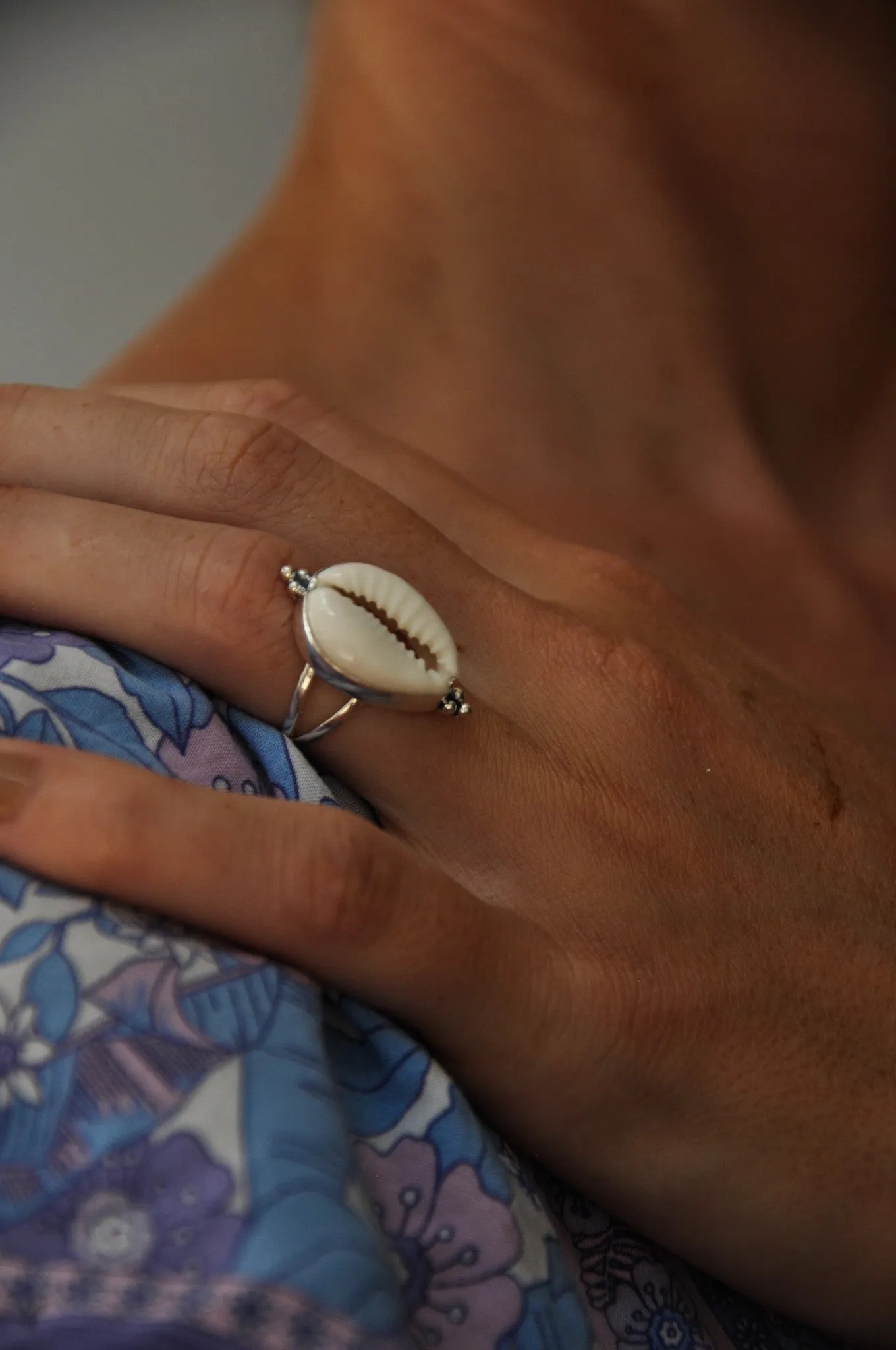 Flora Silver Cowrie Ring