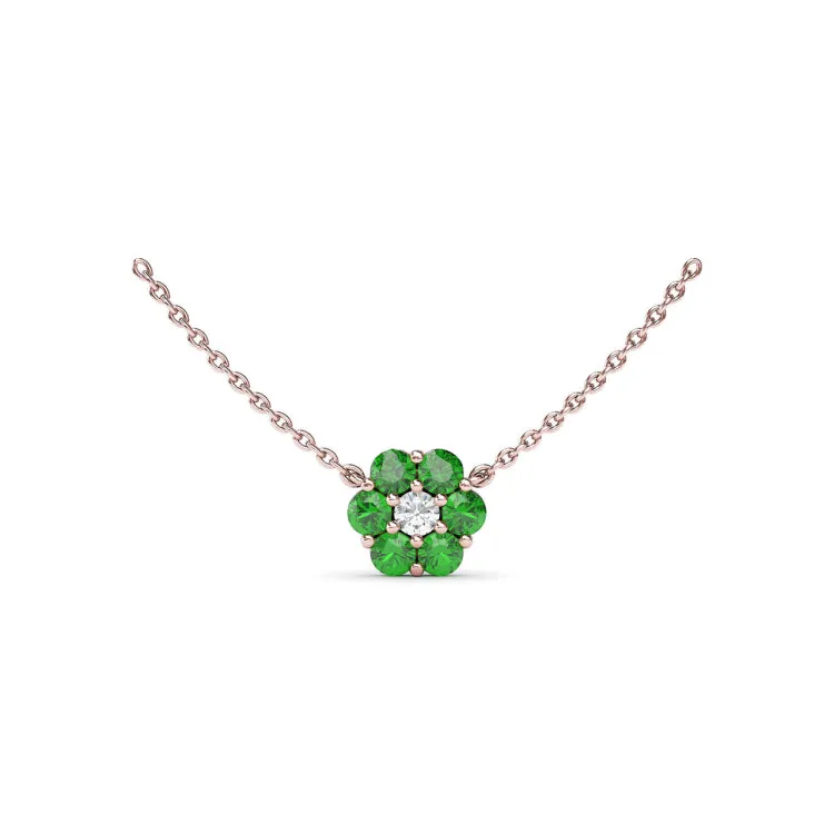 Floral Emerald and Diamond Necklace