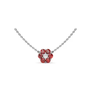 Floral Ruby and Diamond Necklace