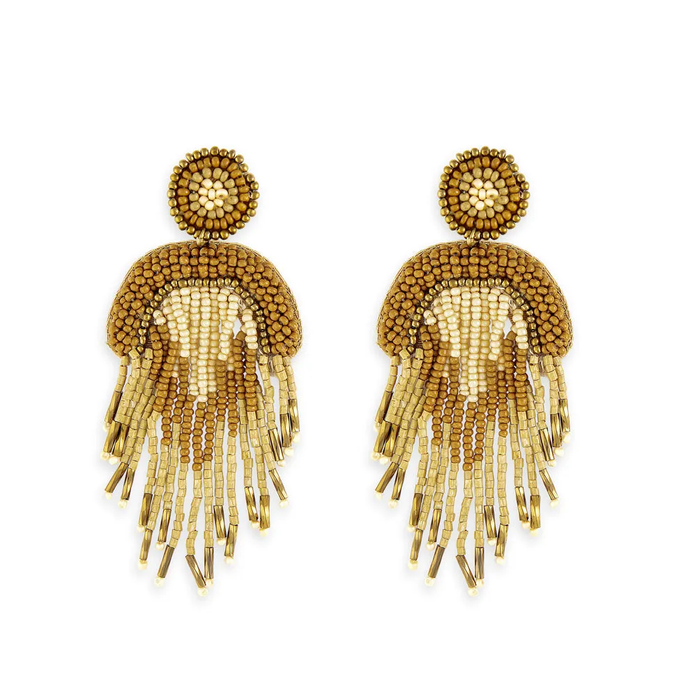 Folklore Embrace Beaded Earrings In Wheat