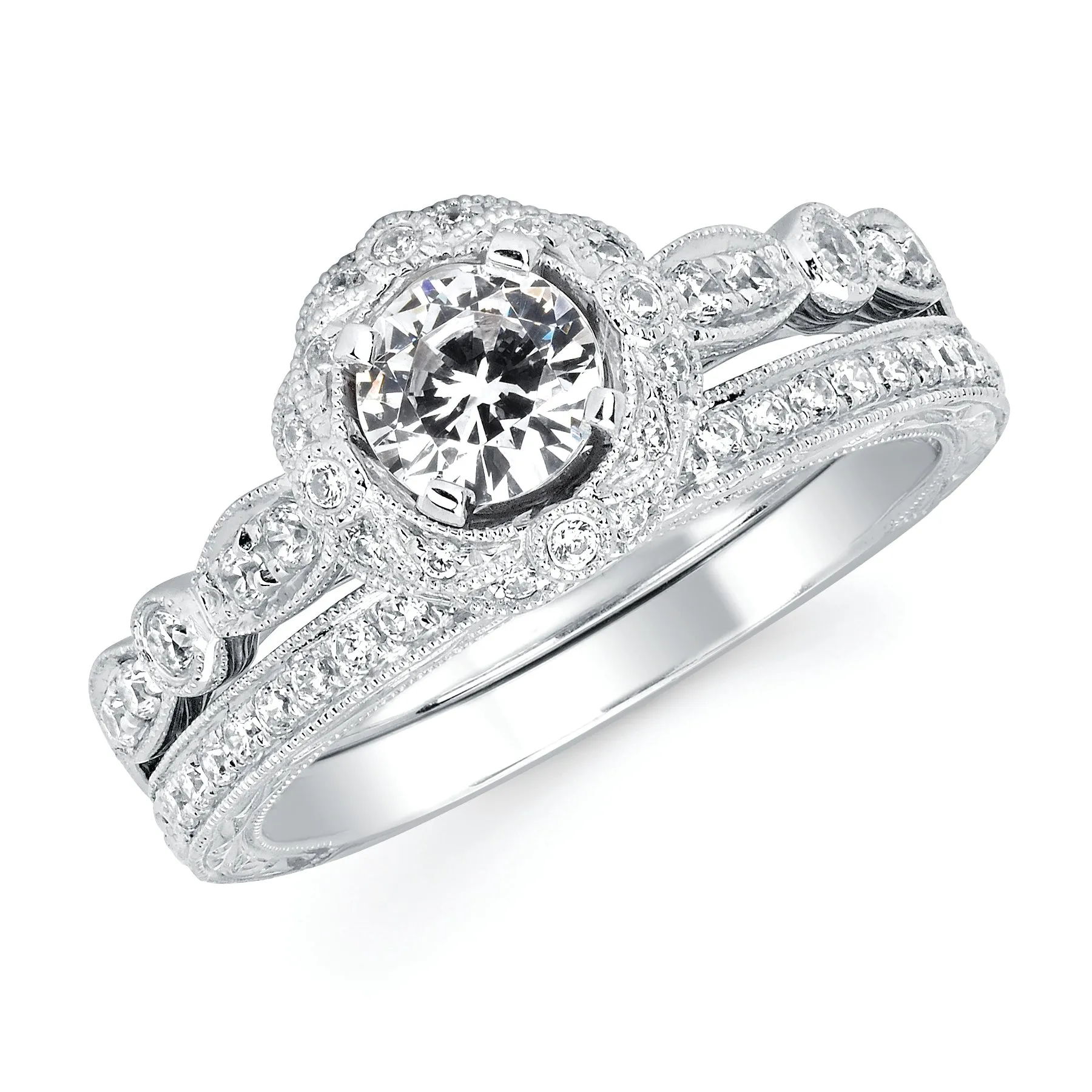 Forever Elegant&trade; 1/4 Ctw. Diamond Semi Mount shown with 1/2 Ct. Round Center Diamond in 14K Gold