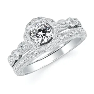 Forever Elegant&trade; 1/4 Ctw. Diamond Semi Mount shown with 1/2 Ct. Round Center Diamond in 14K Gold