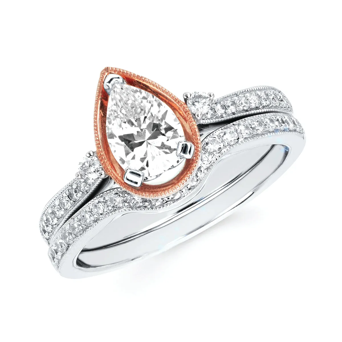 Forever Elegant&trade; 1/8 Ctw. Diamond Semi Mount shown with 1/2 Ct. Pear Center Diamond in 14K Gold