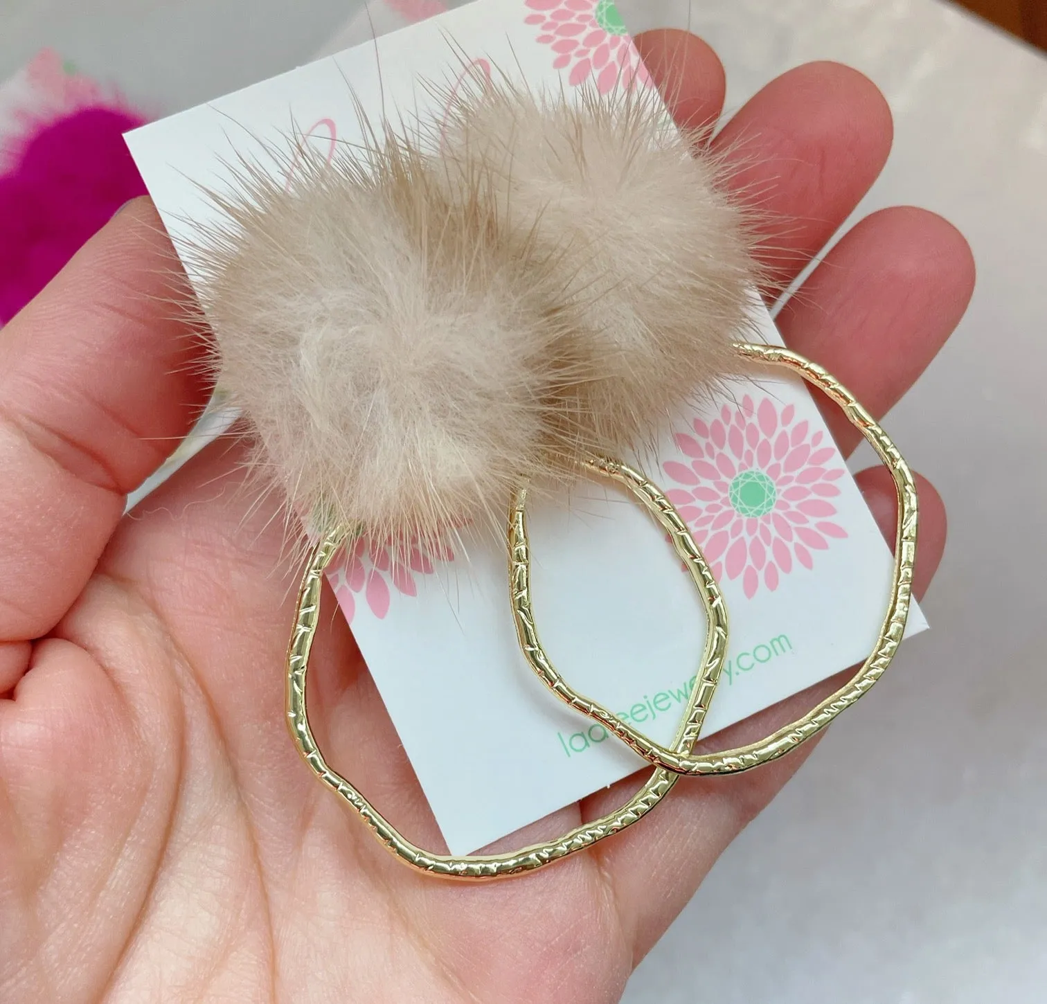 Fur Hoop Earrings