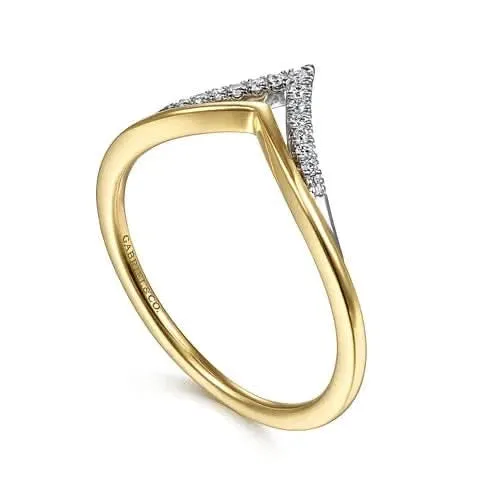 Gabriel & Co Diamond-Top Chevron Ring