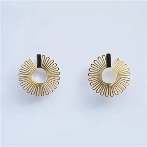 Geometric Sunburst Gold Earrings -jlt11752