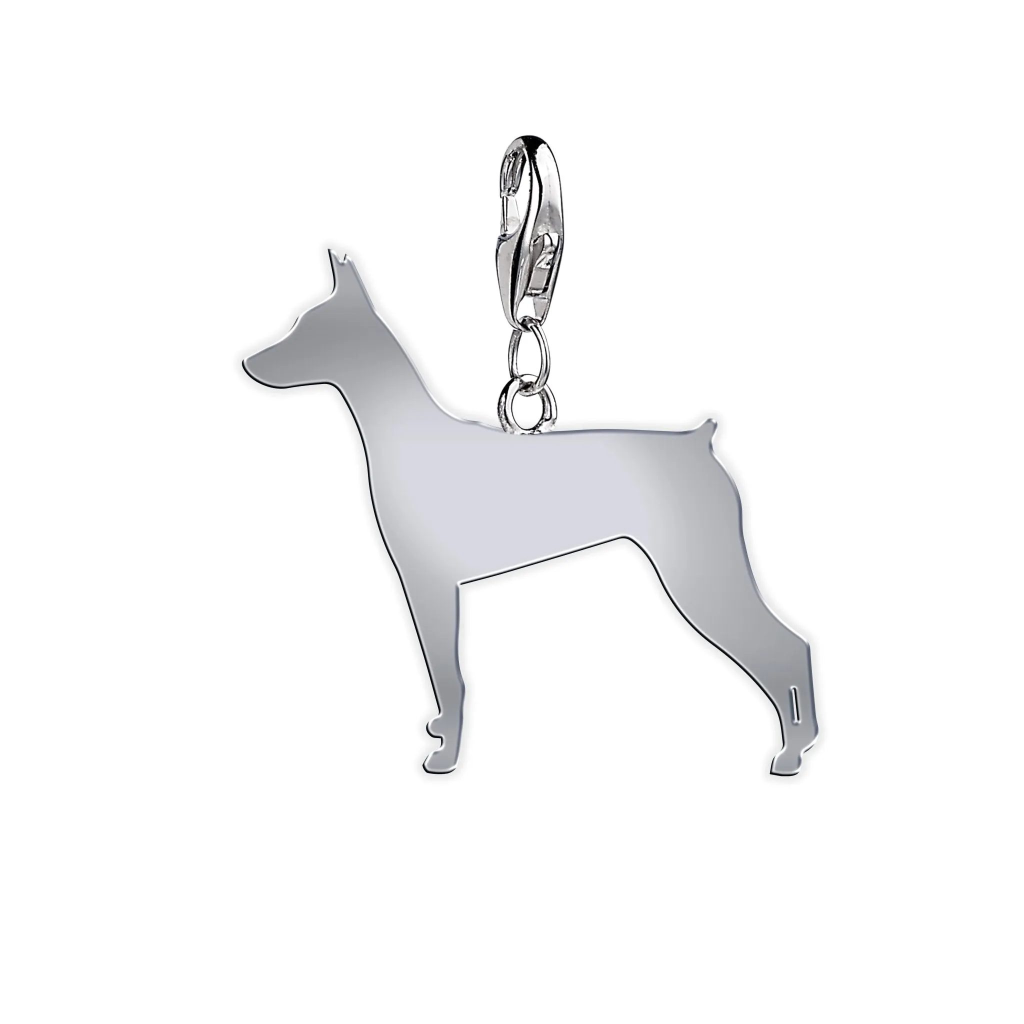 German Pinscher Silhouette Silver Charm