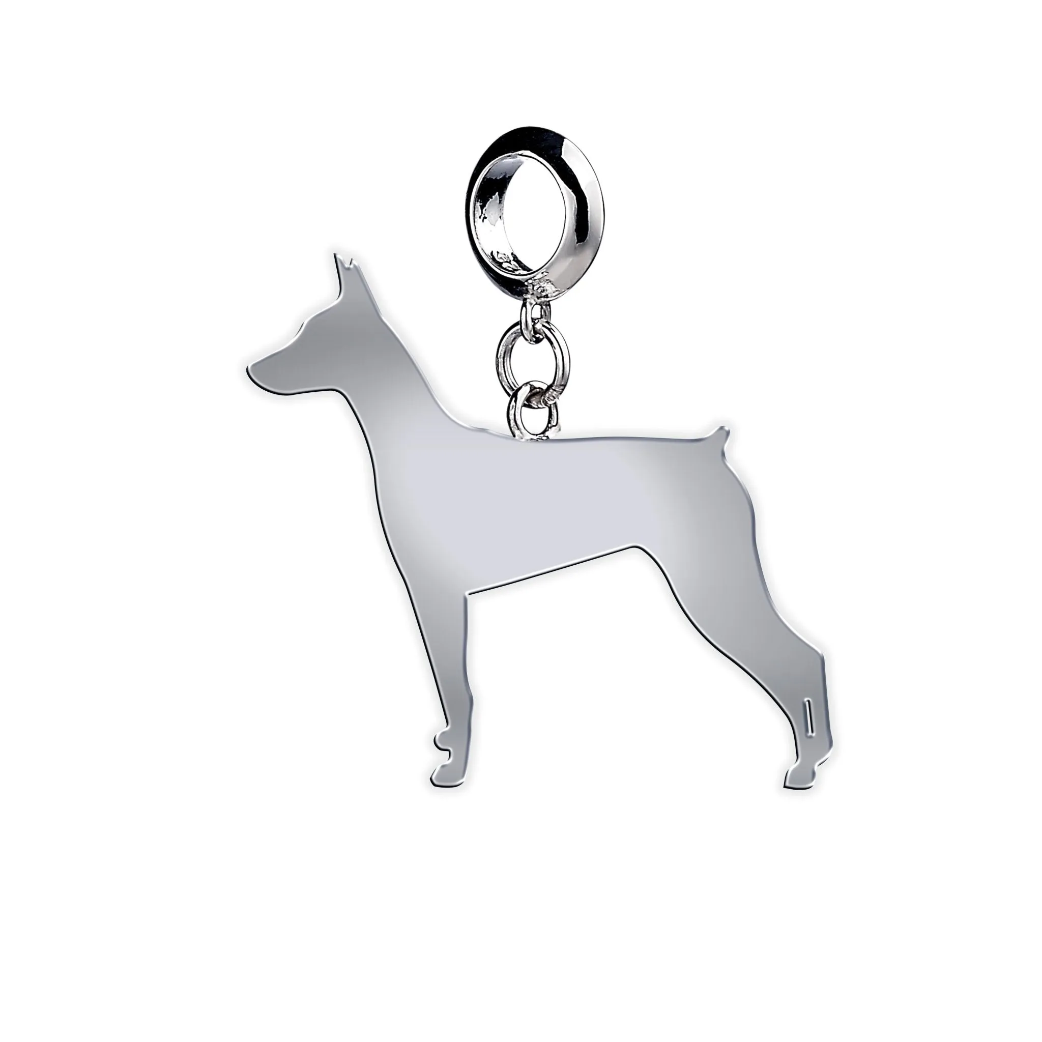 German Pinscher Silhouette Silver Charm