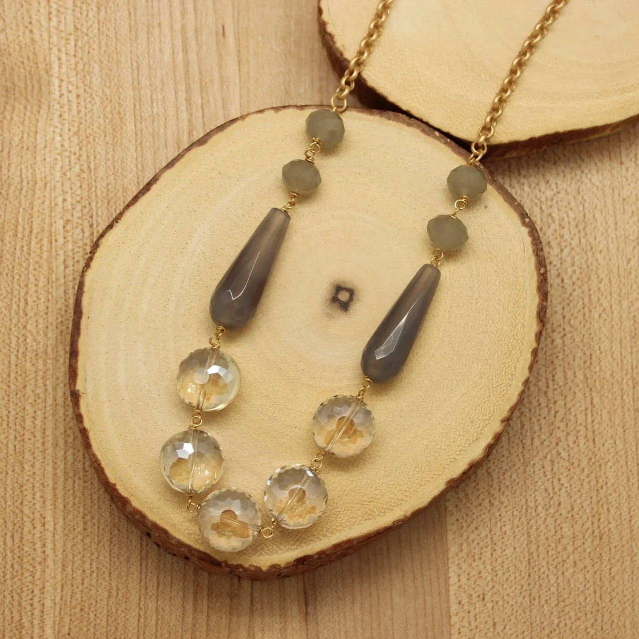 Gold Colorblock Wire Wrap Necklaces