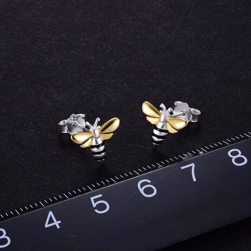 Gold Honey Bee Stud Earrings