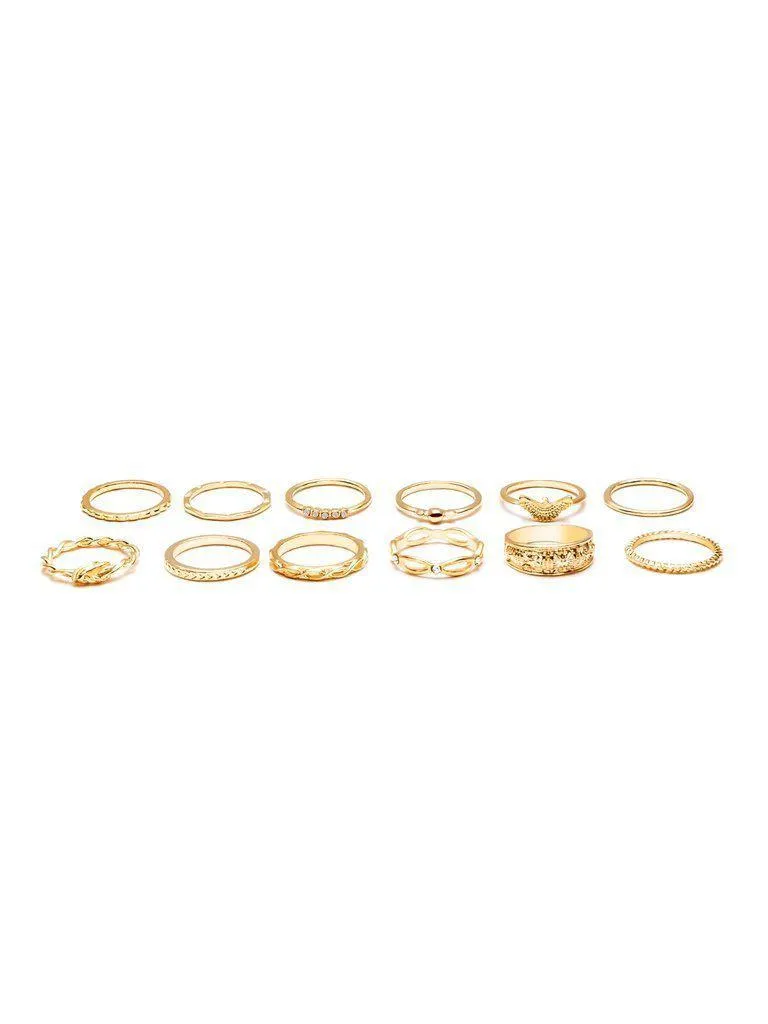 Gold Plated Embellished Ring Set