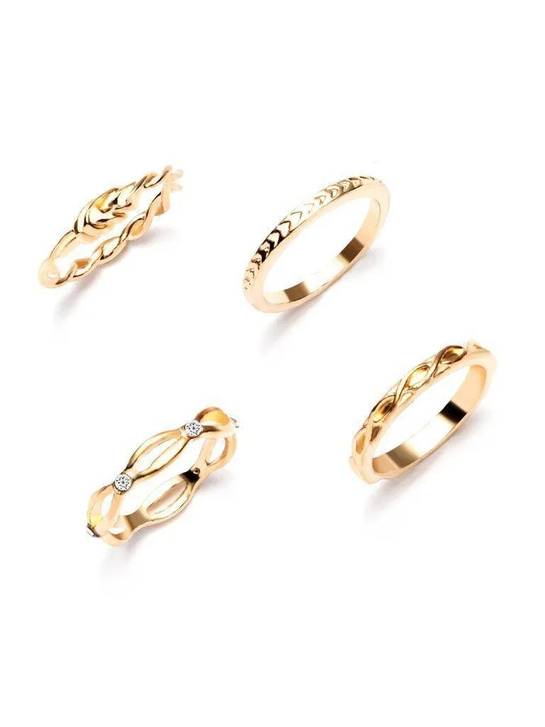 Gold Plated Embellished Ring Set