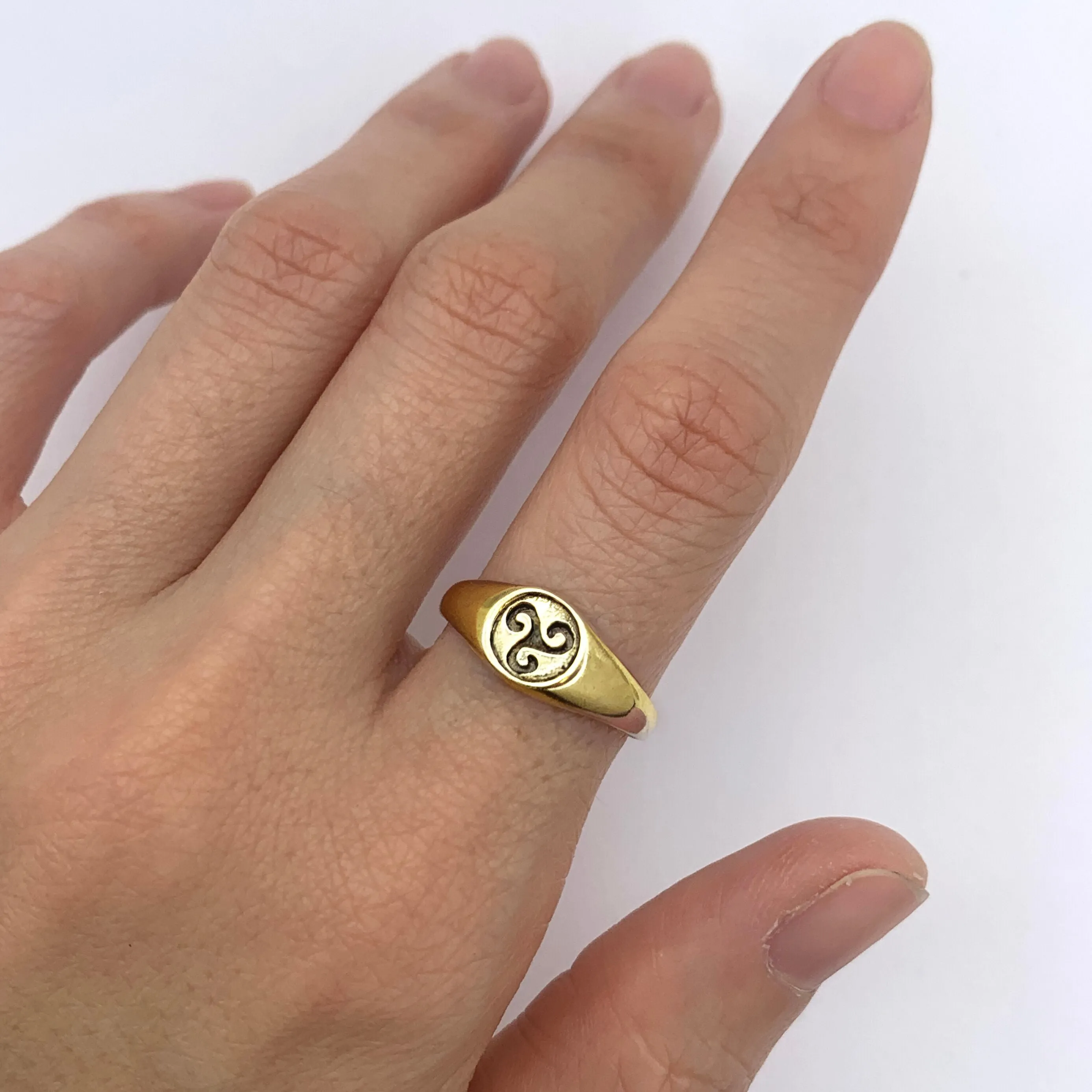 Gold Triskelion Ring - Celtic Symbol Ring - Unisex Gold Ring