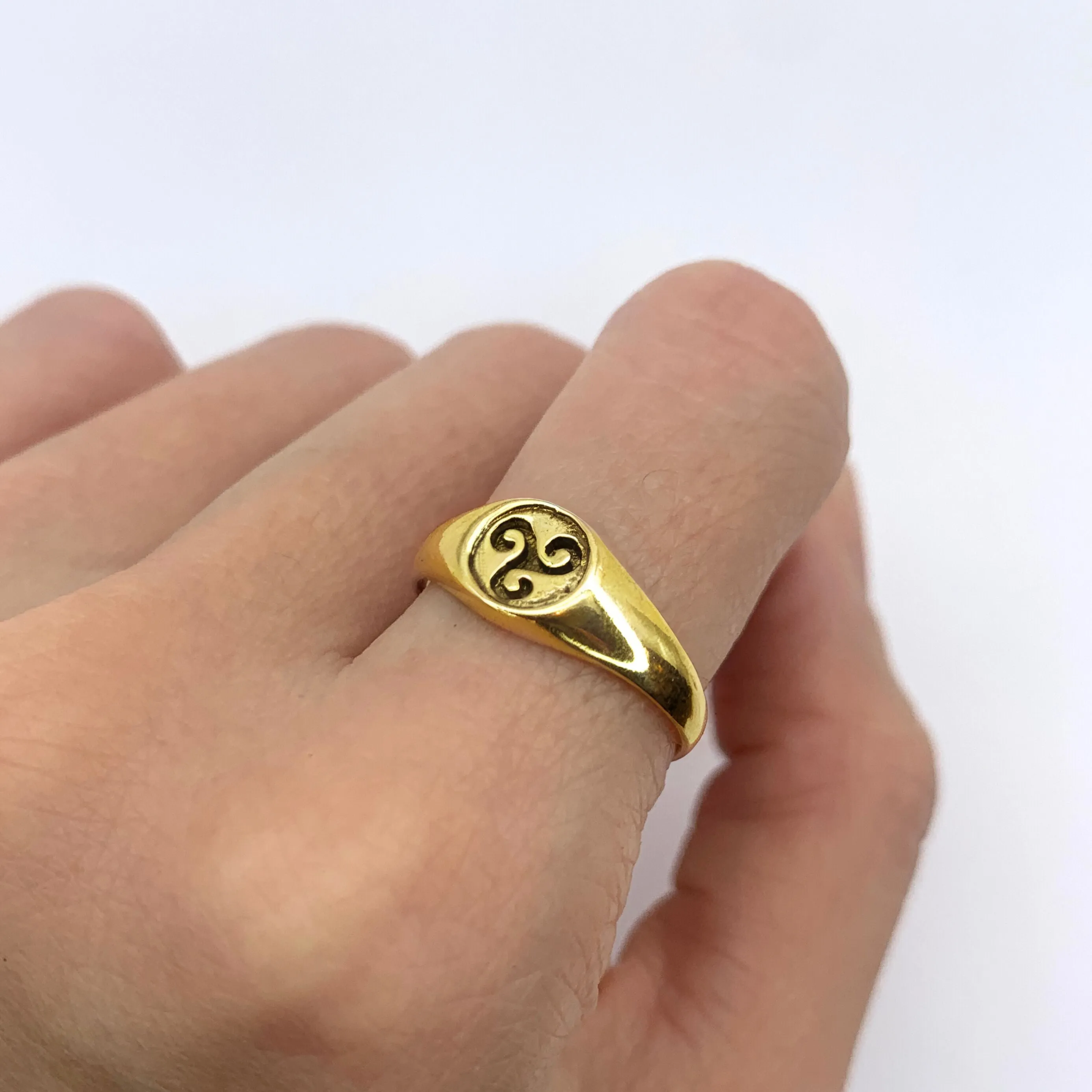 Gold Triskelion Ring - Celtic Symbol Ring - Unisex Gold Ring