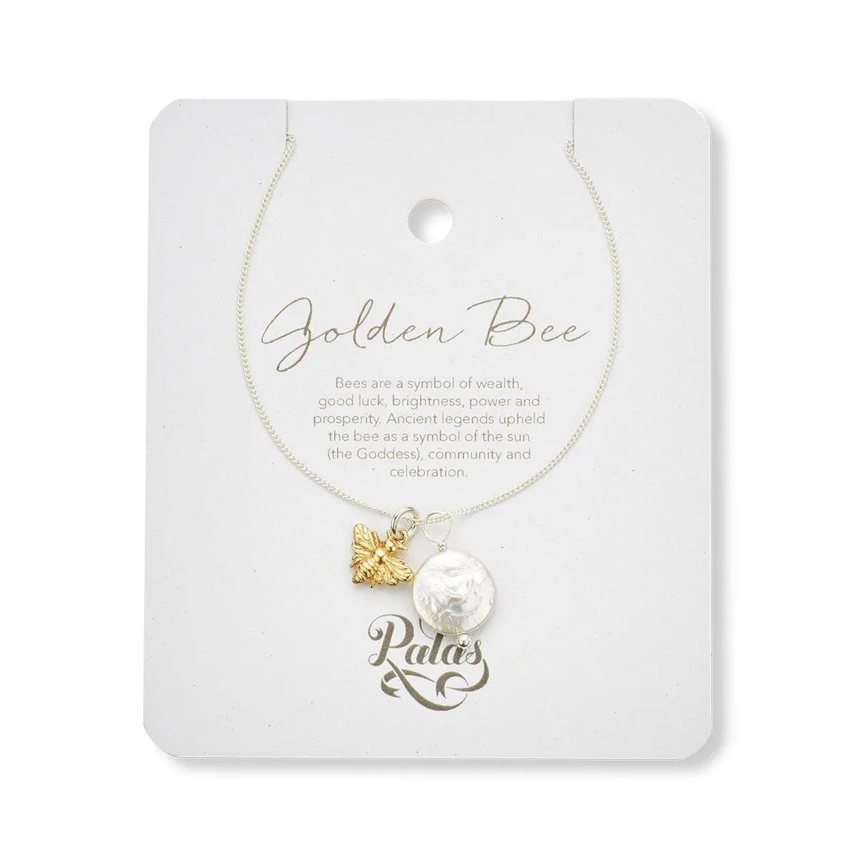 Golden Bee & Pearl Amulet Necklace