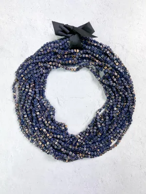 Hand Painted The Next Pashmina Beaded Necklace, Navy/Gold