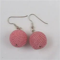 Handmade Pink Beaded Seed Bead Earrings