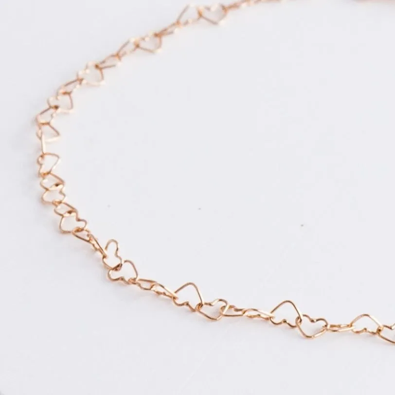 Heart chain bracelet (rose gold)