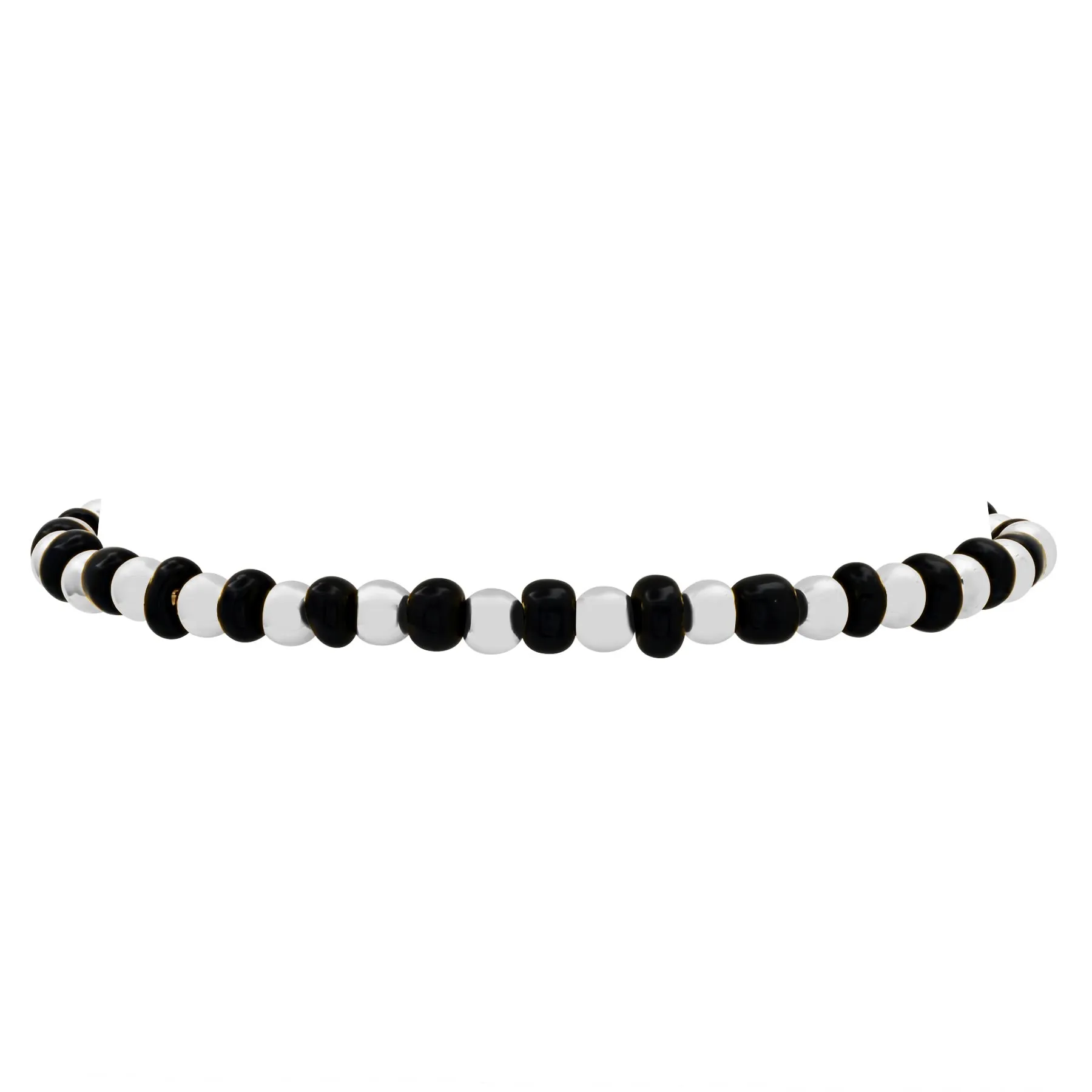 IRIDESCENT BALL STRETCH BRACELET SILVER AND BLACK