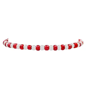 IRIDESCENT BALL STRETCH BRACELET SILVER AND RED