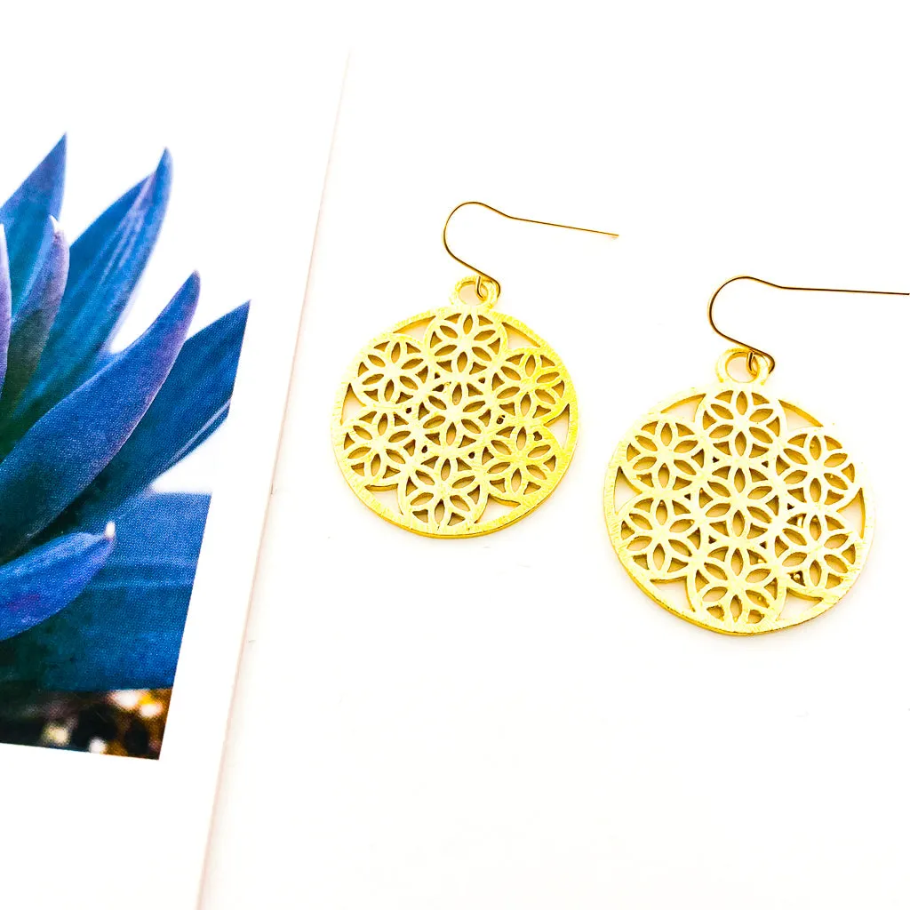 Iris Brushed Petal Earrings | Gold