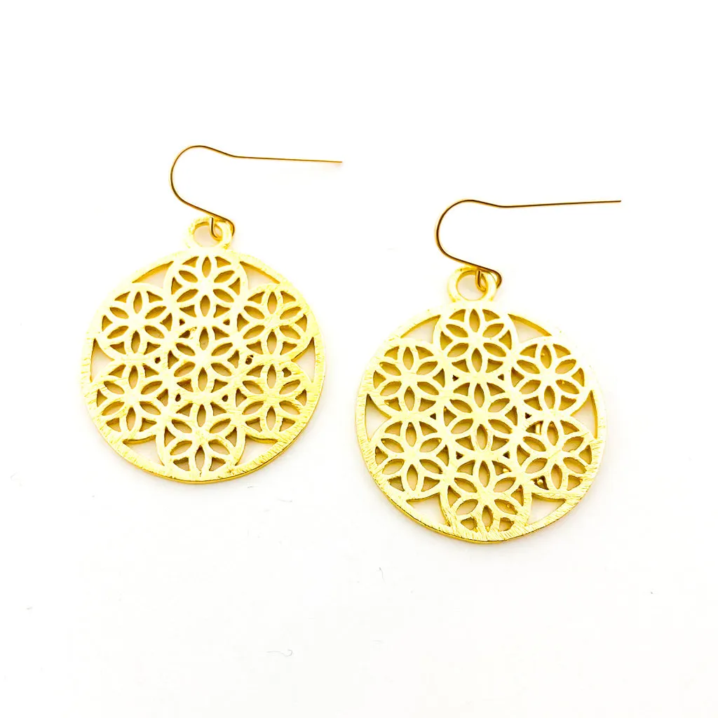 Iris Brushed Petal Earrings | Gold