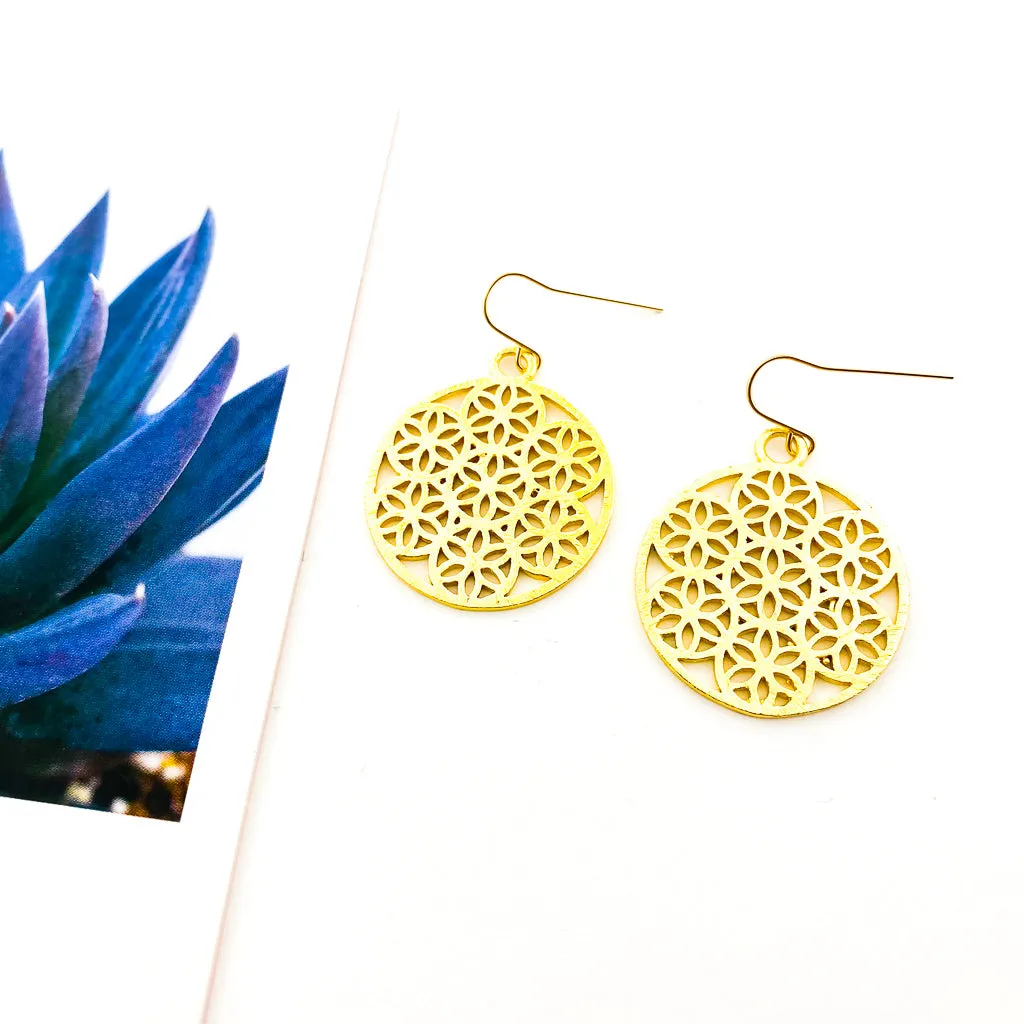 Iris Brushed Petal Earrings | Gold