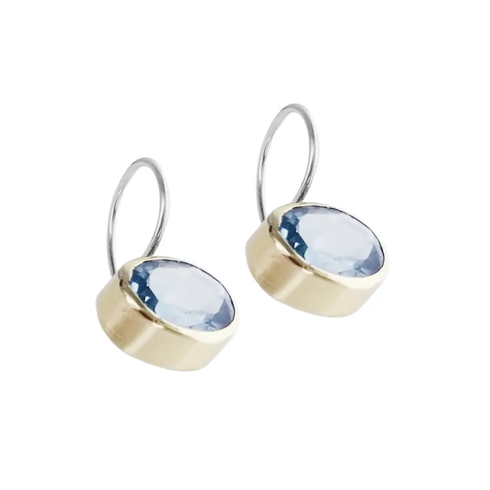 Israeli Faceted Blue Topaz Earrings