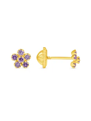 Kid CZ Flower Stud Earrings 14K