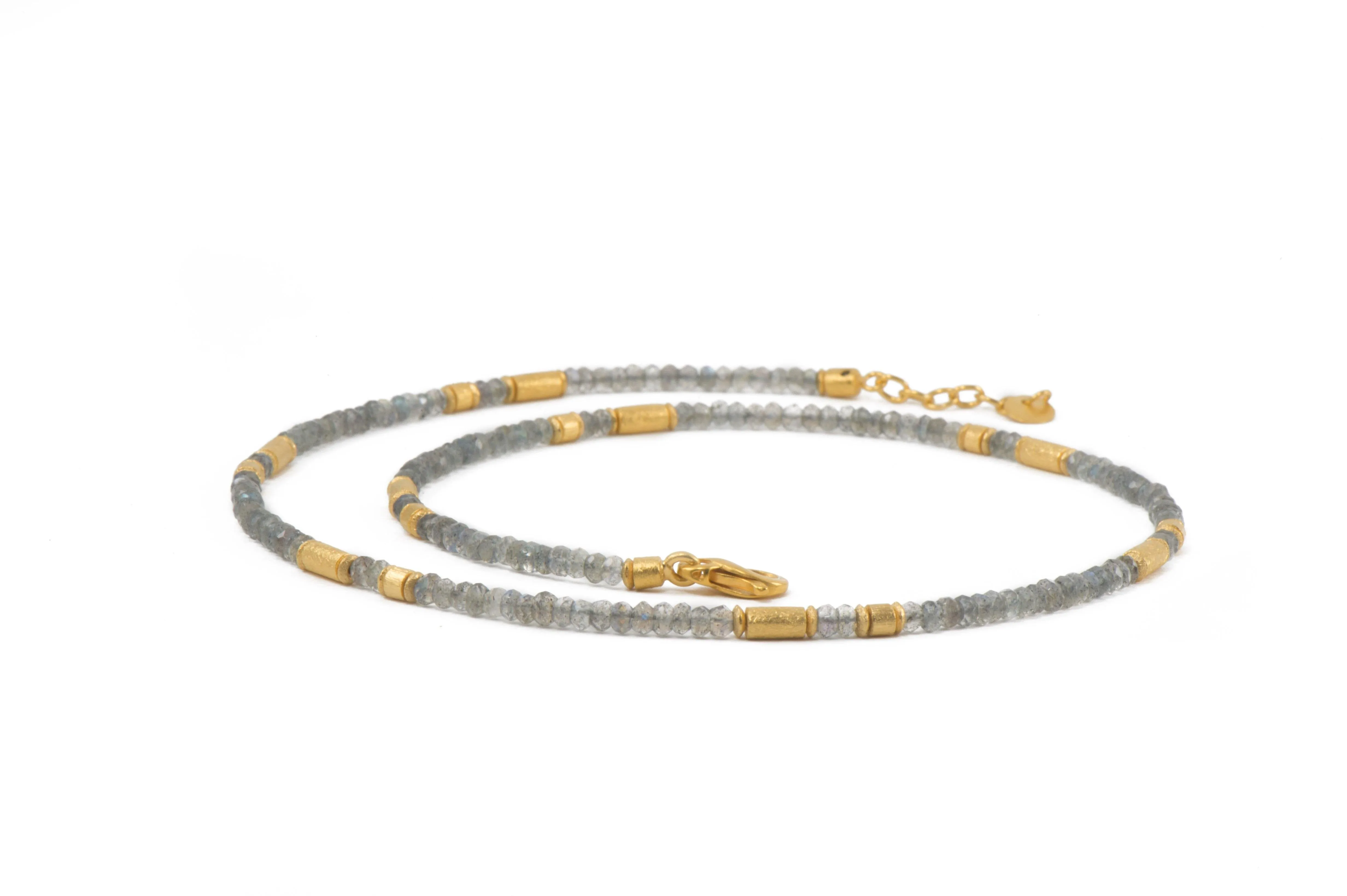 Labradorite 3mm Necklace 24K Fair Trade Gold Vermeil