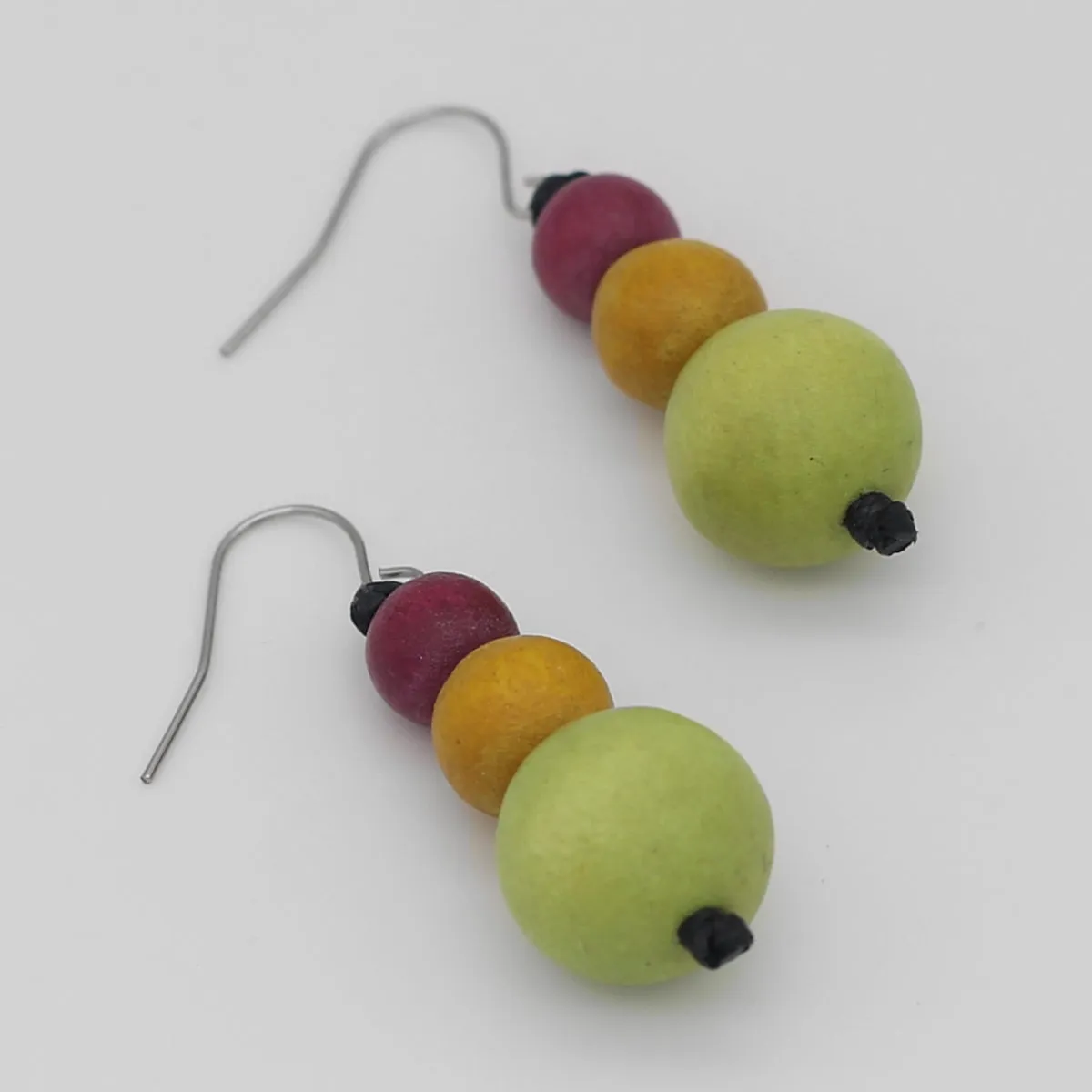 Lime Triple Bead Jasper Earrings