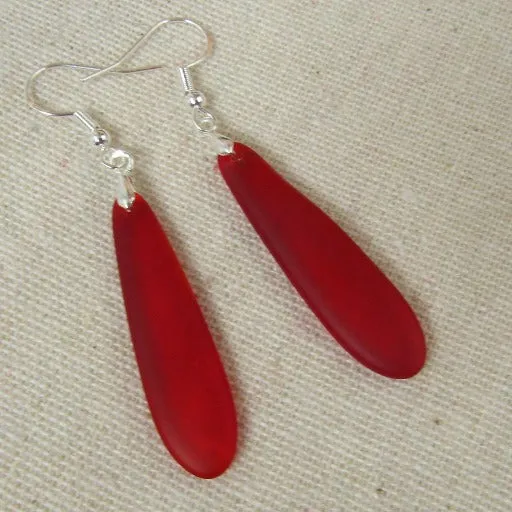 Long Teardrop Sea Glass Earrings