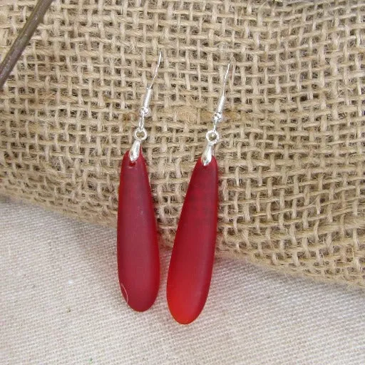 Long Teardrop Sea Glass Earrings