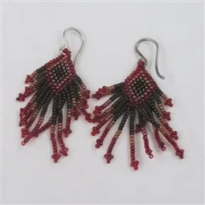 Maroon Seed Bead Drop Earrings