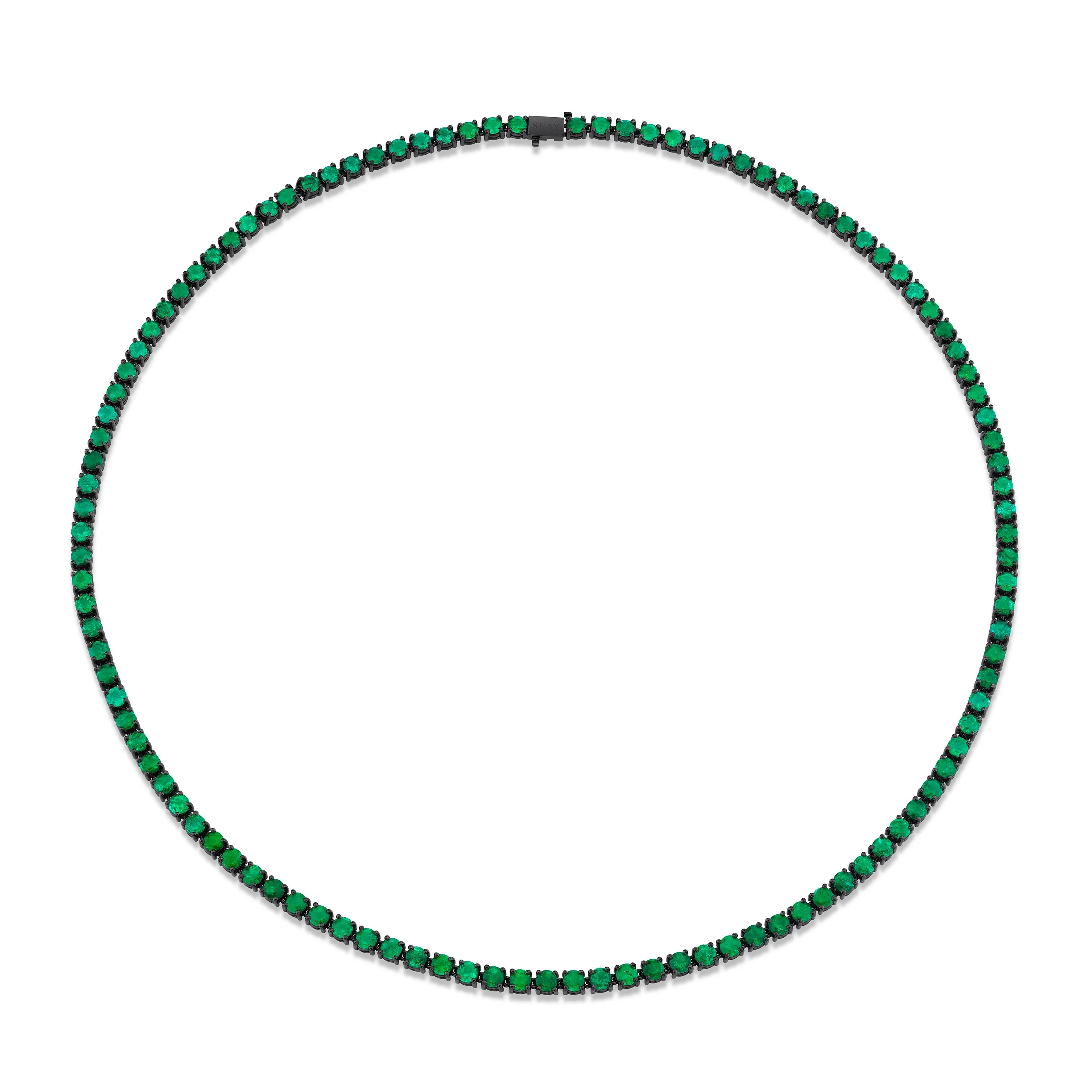 MEN'S EMERALD ROUND TENNIS NECKLACE, 22IN