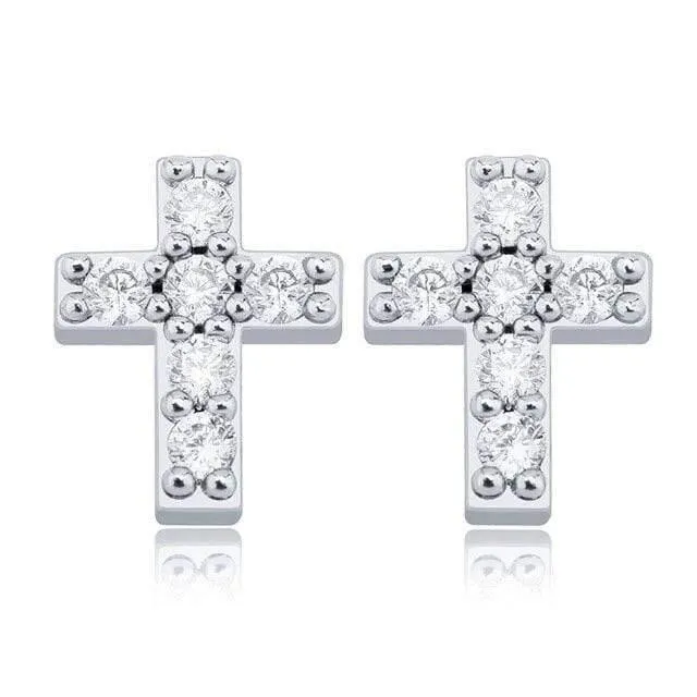 Mini Cross Earrings - 925 Silver