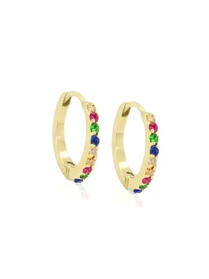 Mini Rainbow CZ Huggie 14K