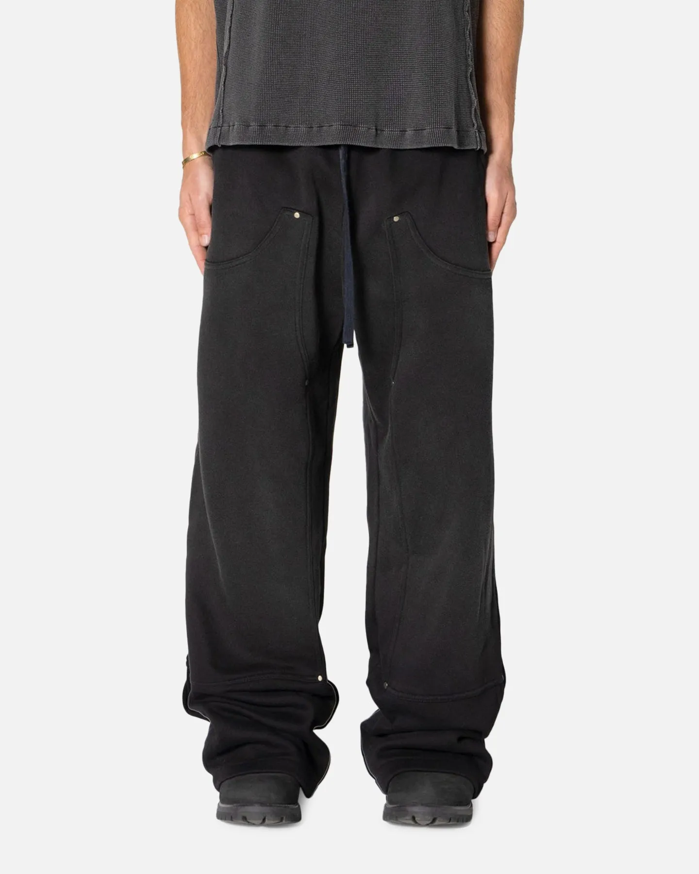 MNML West Double Knee Sweatpants Washed Black