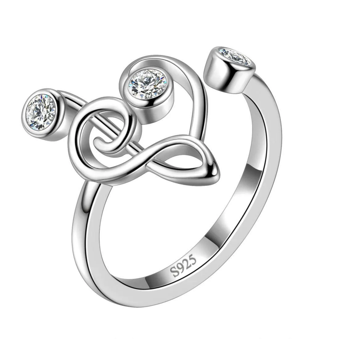 Musical Note Rings Women Jewelry 925 Sterling Silver Aurora Tears