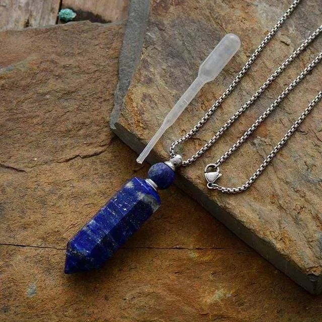 Natural Crystal Perfume Bottle Necklace