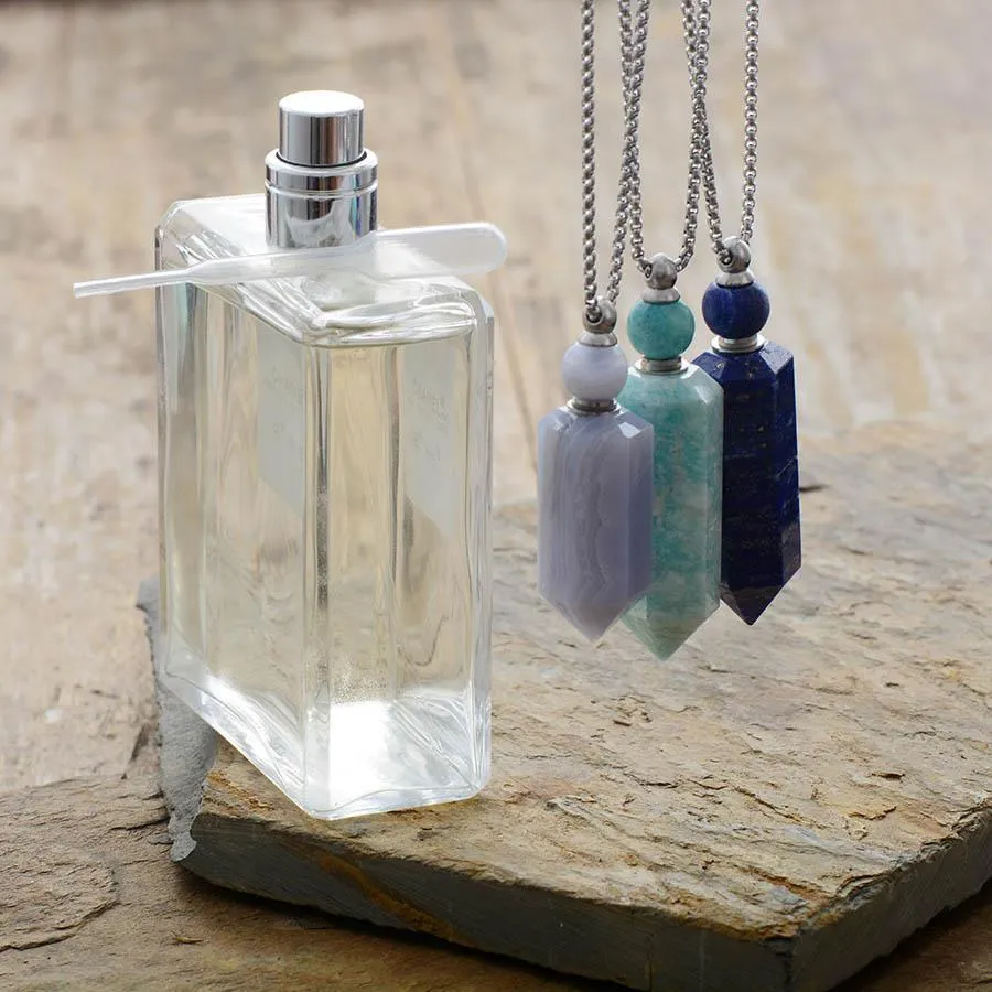 Natural Crystal Perfume Bottle Necklace