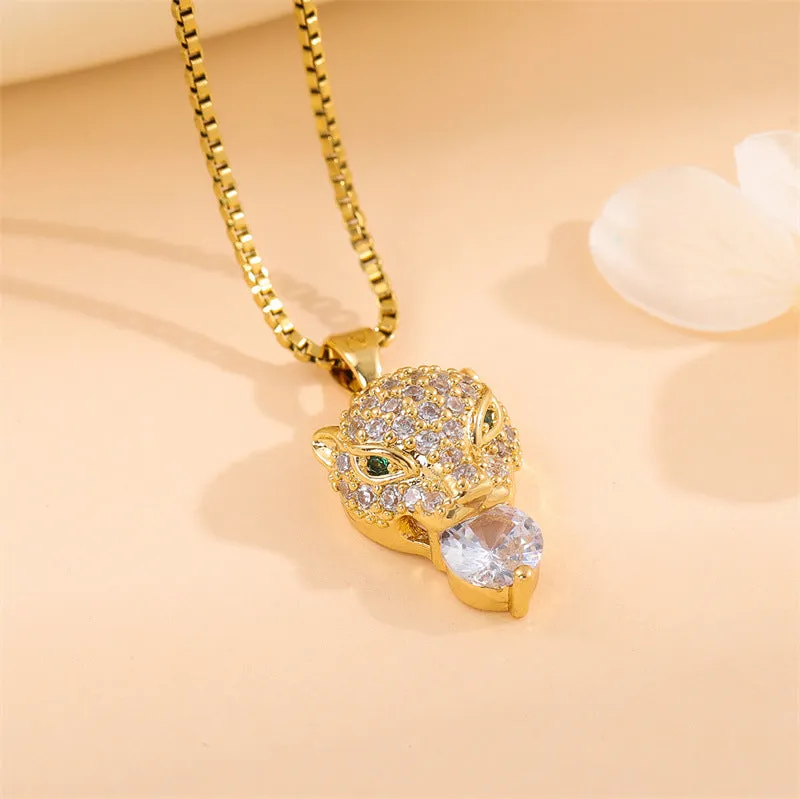 Natural Leopard Stainless Steel Electroplating Necklaces