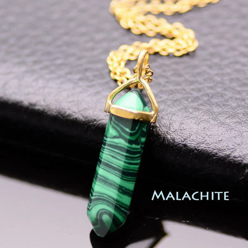 Natural Stone Bullet Shape Healing Point Pendant Necklaces Turquoise Crystal Stone Quartz Pendant Necklace Women Jewelry