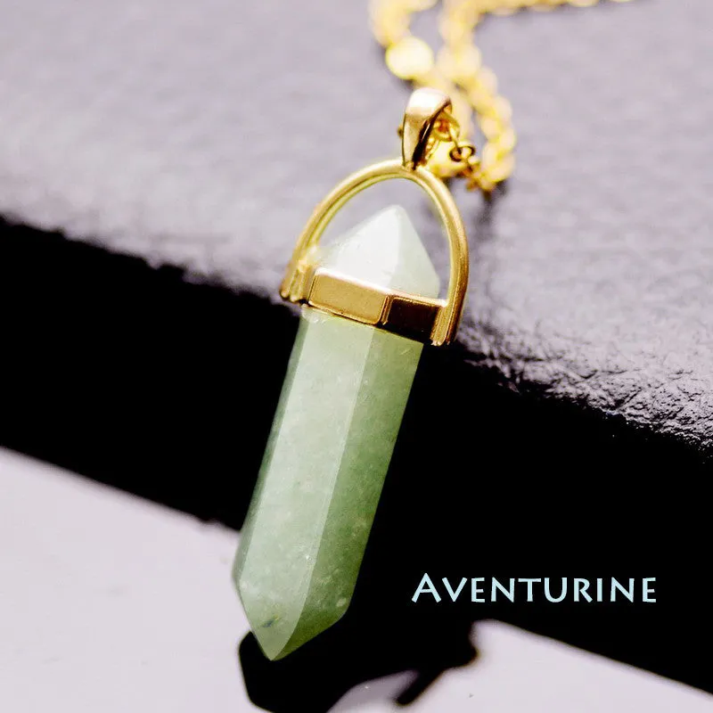 Natural Stone Bullet Shape Healing Point Pendant Necklaces Turquoise Crystal Stone Quartz Pendant Necklace Women Jewelry