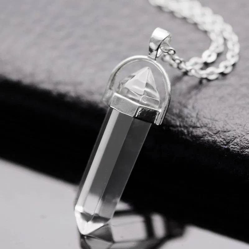 Natural Stone Bullet Shape Healing Point Pendant Necklaces Turquoise Crystal Stone Quartz Pendant Necklace Women Jewelry