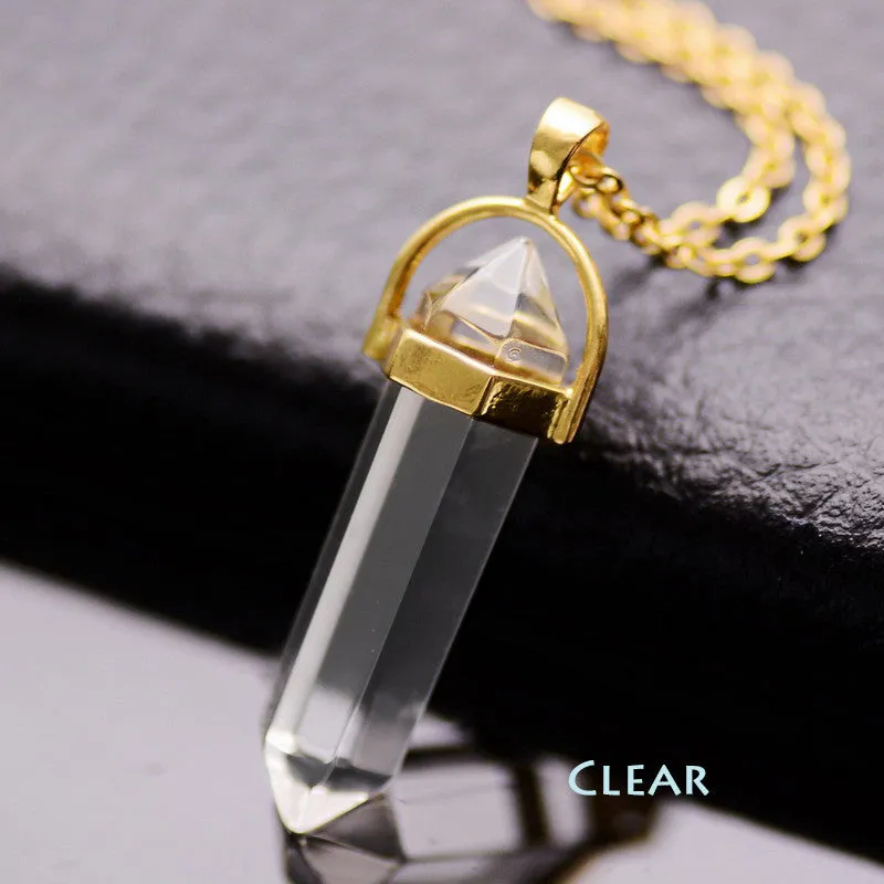 Natural Stone Bullet Shape Healing Point Pendant Necklaces Turquoise Crystal Stone Quartz Pendant Necklace Women Jewelry