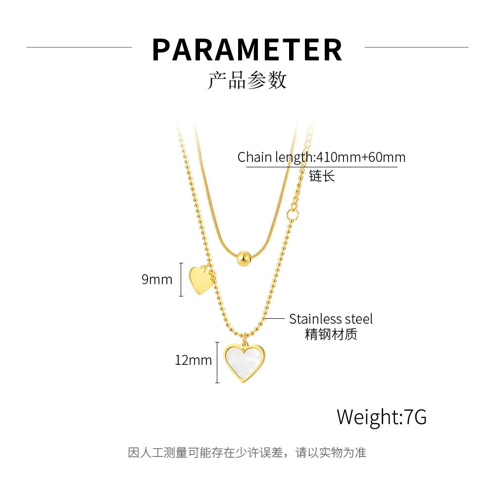 New Chilled Out Style Peach Heart Patchwork Niche Design Double Layer Collarbone Chain