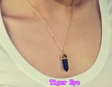 New Fashion jewelry natural quartz stone turquoise agate amethyst pendant necklace Valentine's Day Gifts for women girl