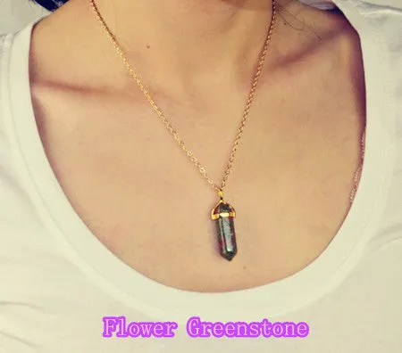 New Fashion jewelry natural quartz stone turquoise agate amethyst pendant necklace Valentine's Day Gifts for women girl